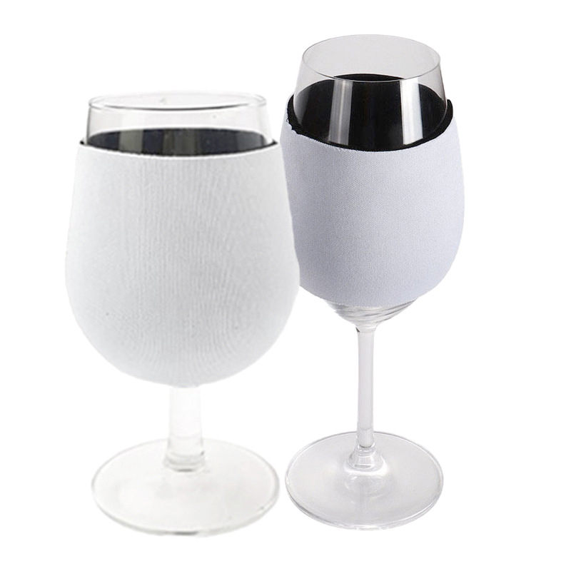 White Neoprene Wine Glass Cooler Sleeve – Customizable & DIY Logo Wine Cup Cover
