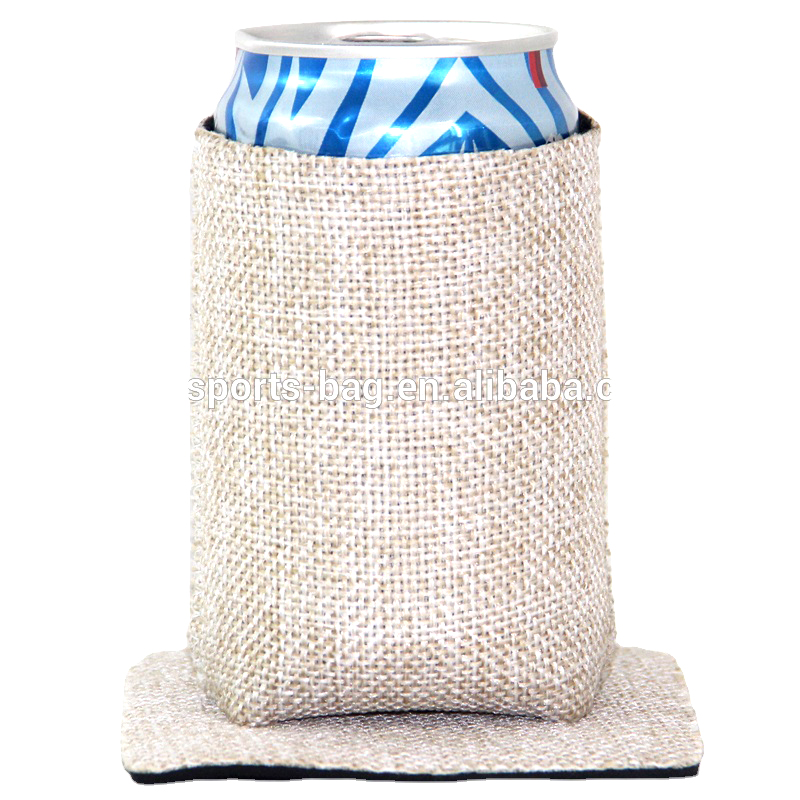 Natural Real Burlap and Neoprene Rubber Can Coolers Burlap Koozies