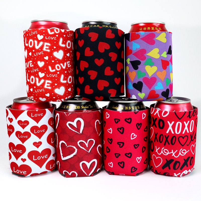 12oz Valentine‘s Day Gift - Custom Heart Foam Can Cooler Sleeves | OEM Factory Direct