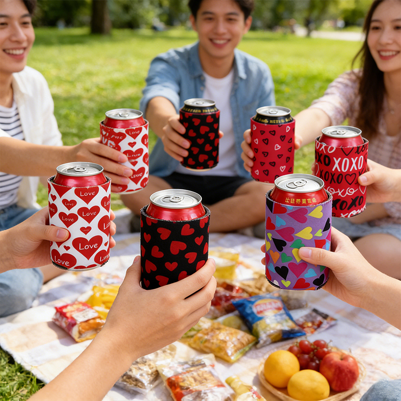 12oz Valentine‘s Day Gift - Custom Heart Foam Can Cooler Sleeves | OEM Factory Direct