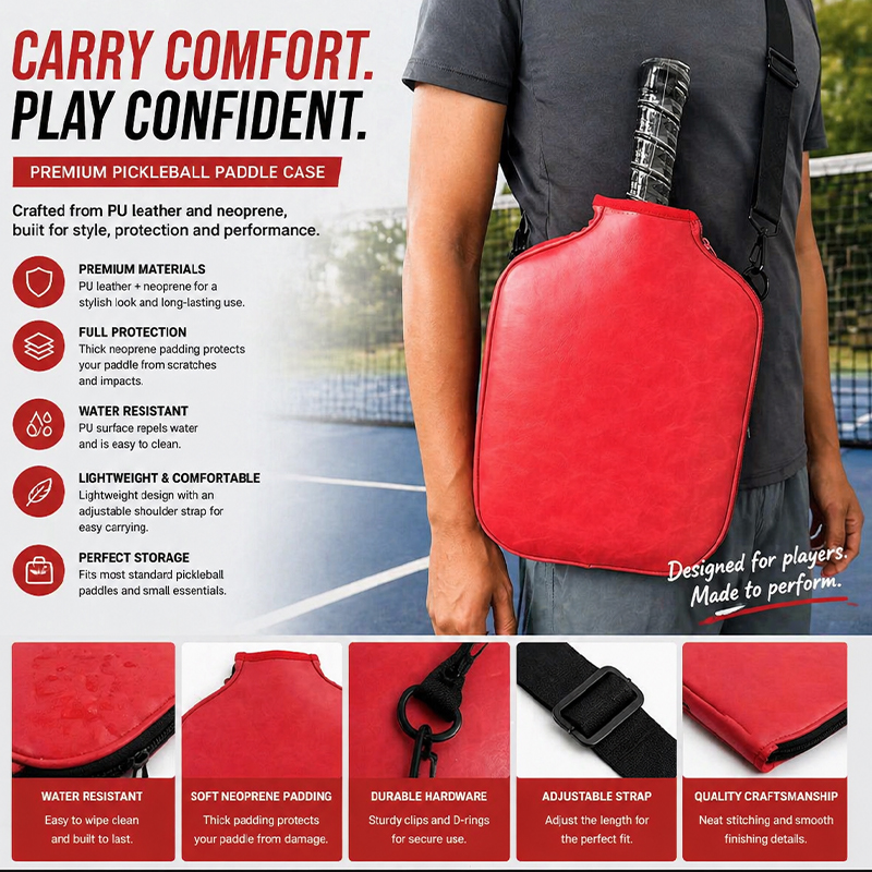 PU Leather Pickleball Racket Cover 