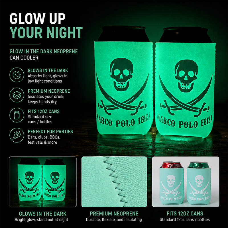 Glow PU Vinyl Neoprene Can Cooler | Custom Luminous Koozie | OEM Factory