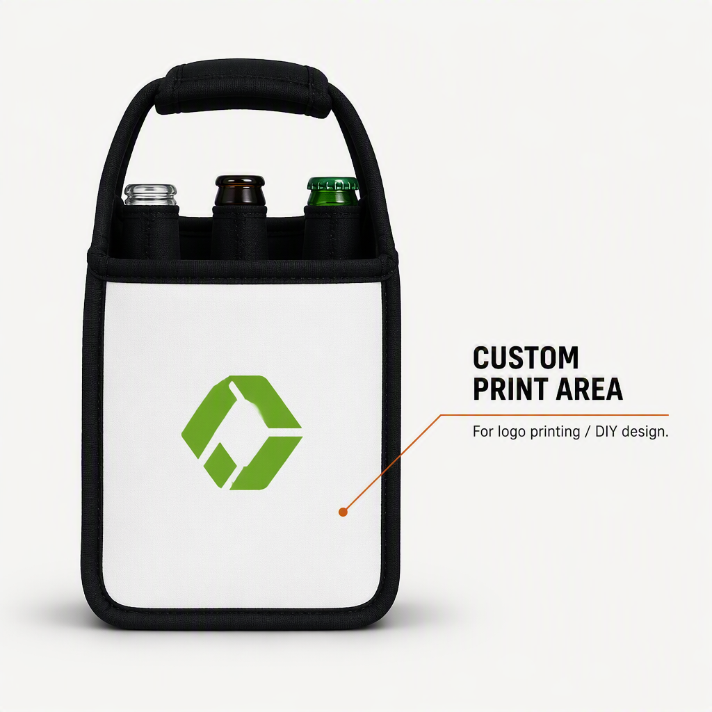DIY Printing 6-Pack White Neoprene Bottle Sleeve Waterproof Solar Panel Feature for -6 Pack Neoprene Beer Cooler Bags